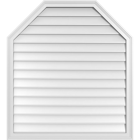 Ekena Millwork Octagonal Top Surface Mount PVC Gable Vent w/ 2"W x 1-1/2"P Brickmould Frame, 38"W x 42"H GVPOT38X4202SN